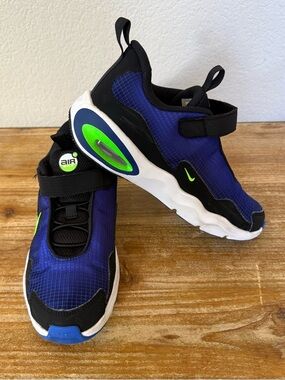 Nike Kids Blue & Black Air Max Sneakers with Neon Green Accents